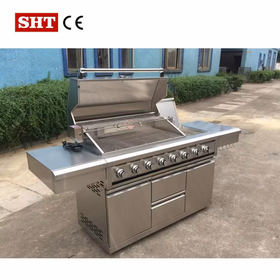 新しいデザインの簡単に組み立てられるワインクーラー付きガスBBQグリルキャビネット